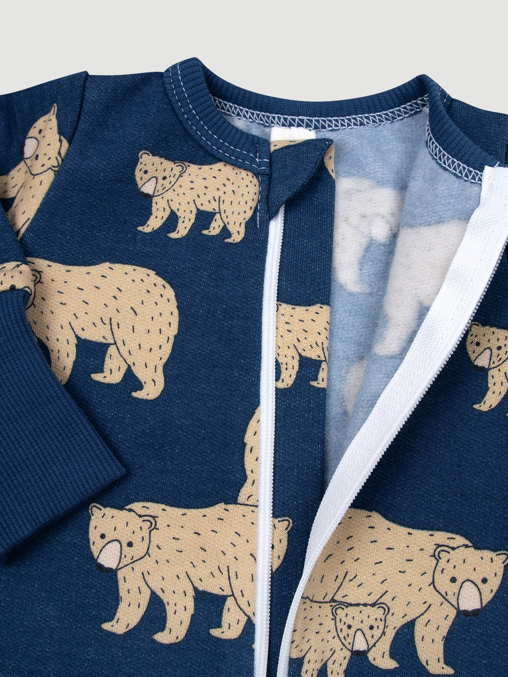 Утеплённый комбинезон с открытой ножкой Mjölk Sleep and Play Бурые мишки, уценка