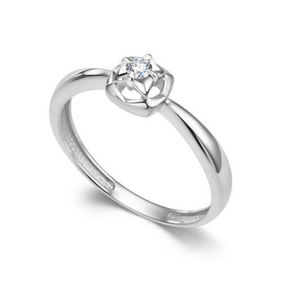 Кольцо из белого золота с бриллиантом 16502-200