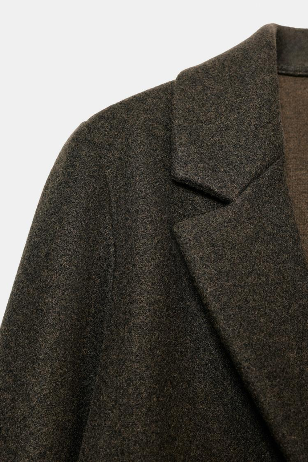 ZARA БАЗОВОЕ ПАЛЬТО ИЗ МЯГКОЙ ТКАНИ, КОРИЧНЕВЫЙ МЕЛАНЖ