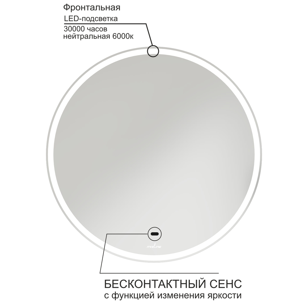 Зеркало MIXLINE "Анита" 600*600 (ШВ) бесконтактный сенсор, светодиодная подсветка