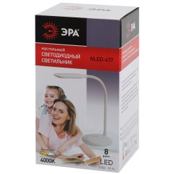 Настольный светильник ЭРА NLED-477-8W-W светодиодный белый | Светодиодные настольные лампы