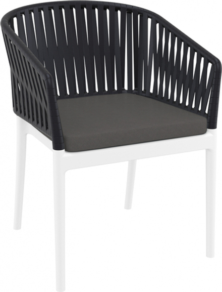 Кресло пластиковое с подушкой Siesta Contract Portofino, белый, черный, темно-серый