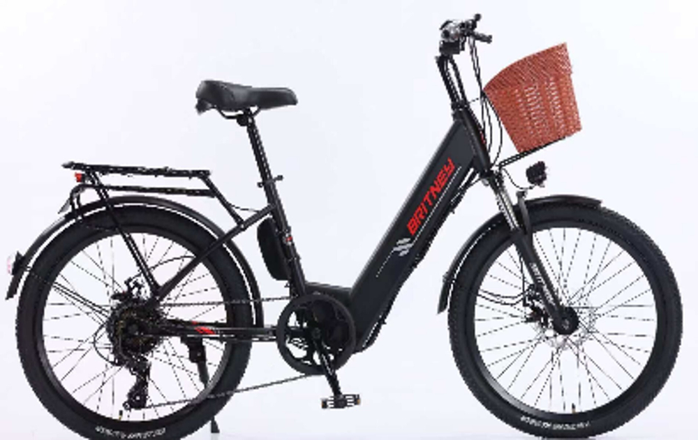 Электровелосипед дорожный BRITNEY 26 (21ск,36V350W,рама-сталь,диск тормоз) Черно-крас (ЭВ-DIN-55-2)