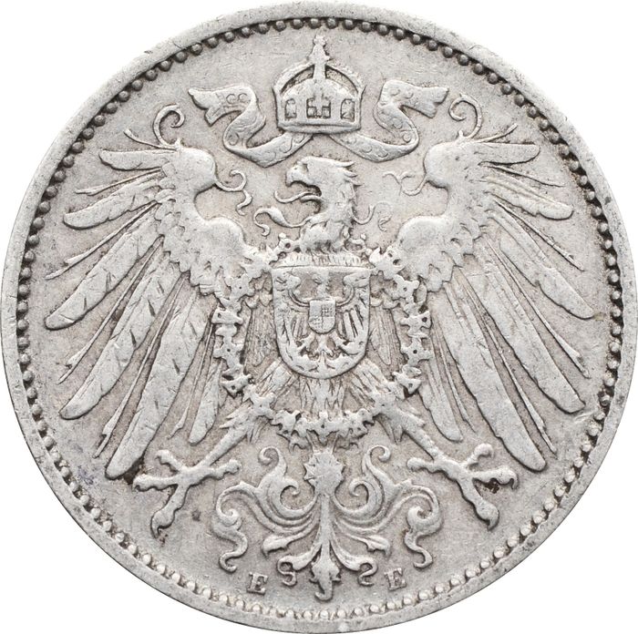 1 марка 1905 Германская Империя "E" XF