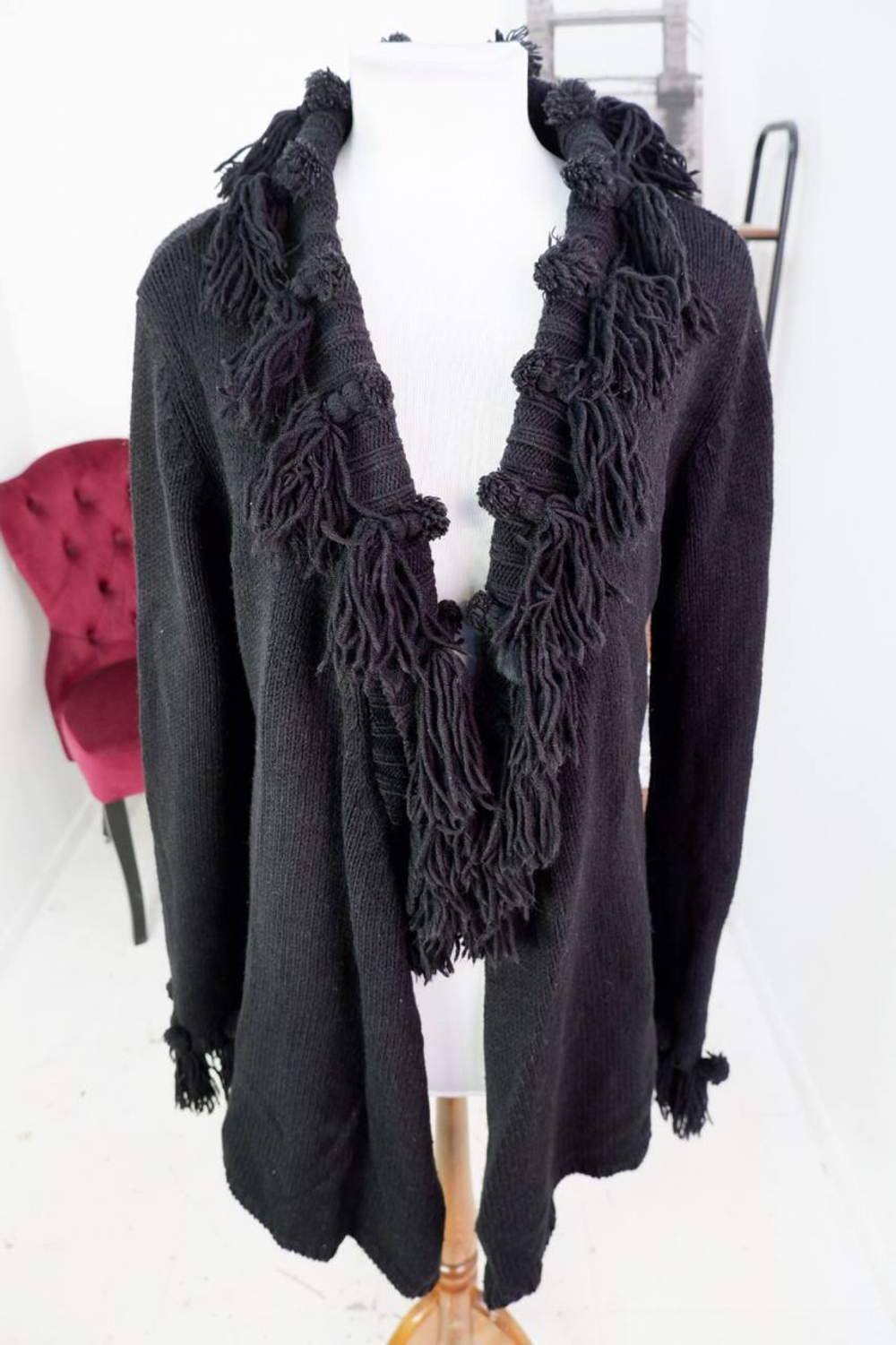 Кардиган с бахромой, маркировка XL, визуально на 50 размер