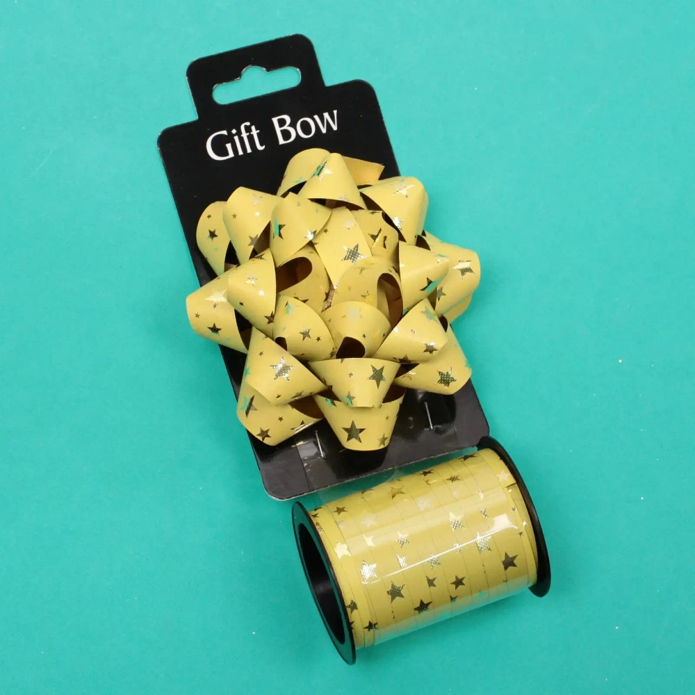 Набор для декорирования «Волшебный сюрприз» бант d=10 см, лента 1,6 см (10м), Золото