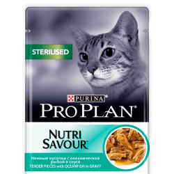 Pro Plan Sterilised Fish соус 85 г - консервы (пауч) для кошек кастрированных (рыба в соусе)