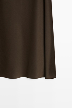 Massimo Dutti Струящаяся атласная юбка, коричневый