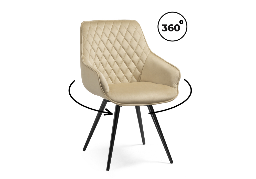 Стул на металлокаркасе Woodville Эгел крутящееся бежевый, черный глянец