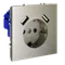 Розетка встраиваемая VOLTUM S70 с заземлением и защитными шторками, 16А, с USB, A+A, (шелк) vls040404