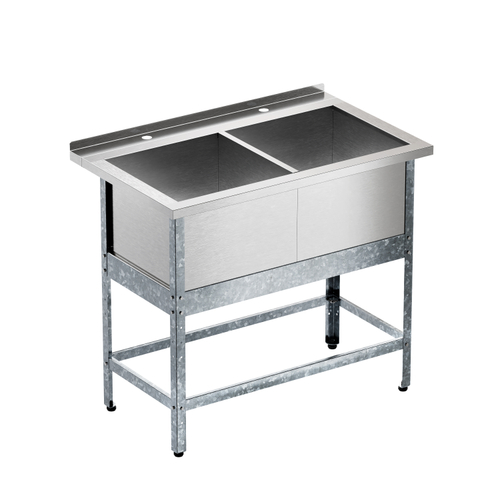 Ванна котломоечная двухсекционная "Бизнес" ВМБк, 1200x700x860 мм, с бортом