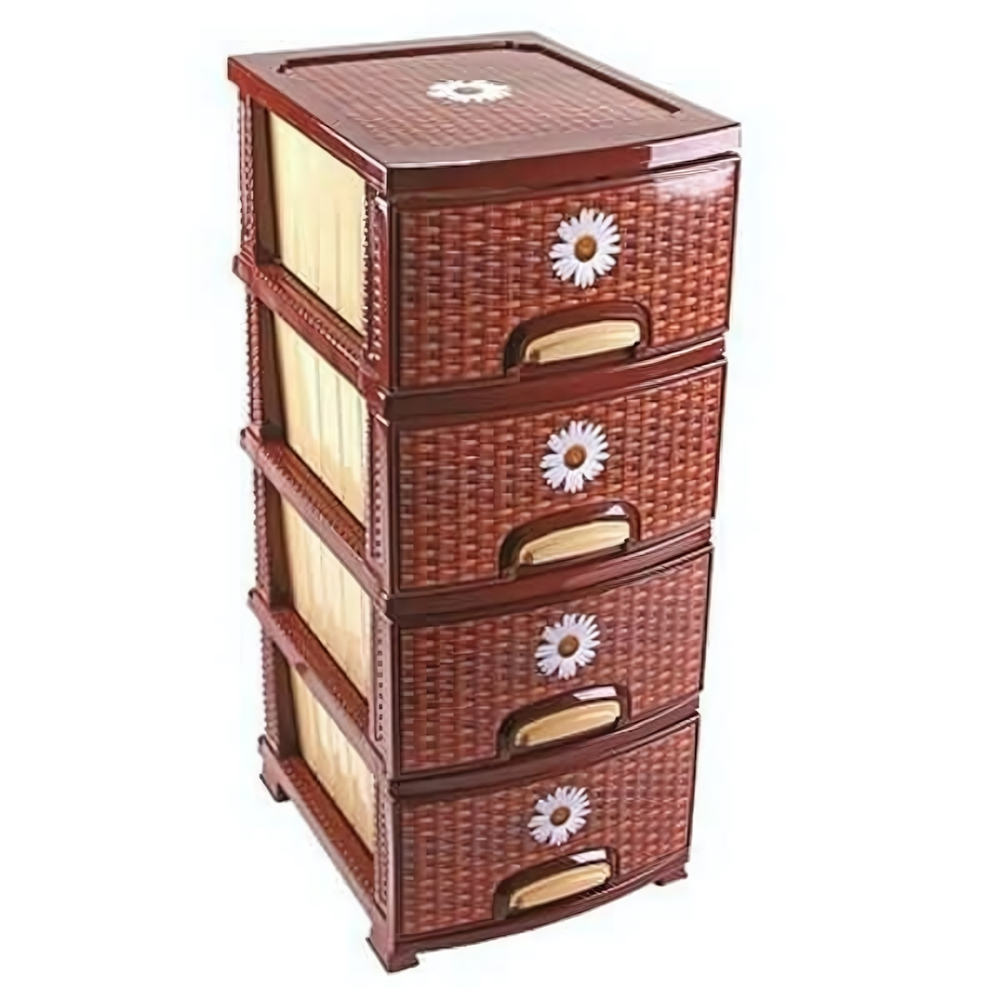 Комод "ДЕКОР"4-х "Плетенка" темно-коричневый / бежевый РП-421