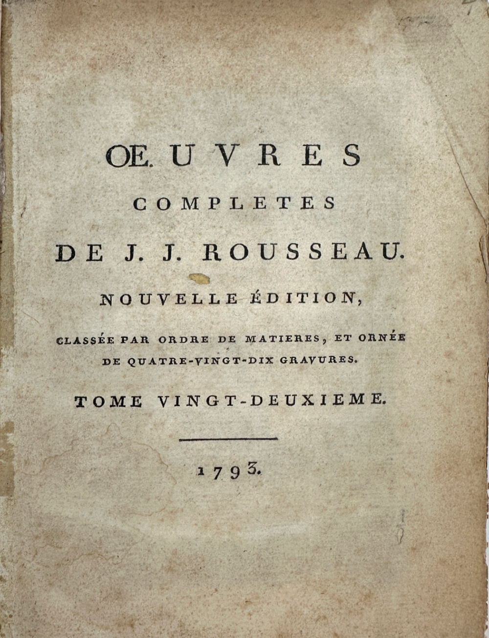Oeuvres completes de J.J. Rousseau Руссо Ж.-Ж. Полное собрание сочинений. Том 21.т 4.1793