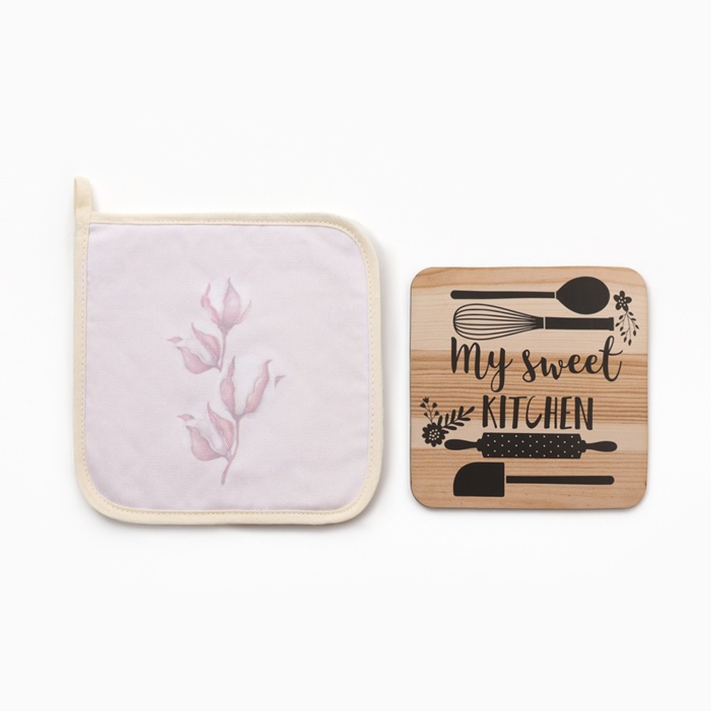 Набор кухонный Sweet: прихватка 19×19 см, подставка под горячее
