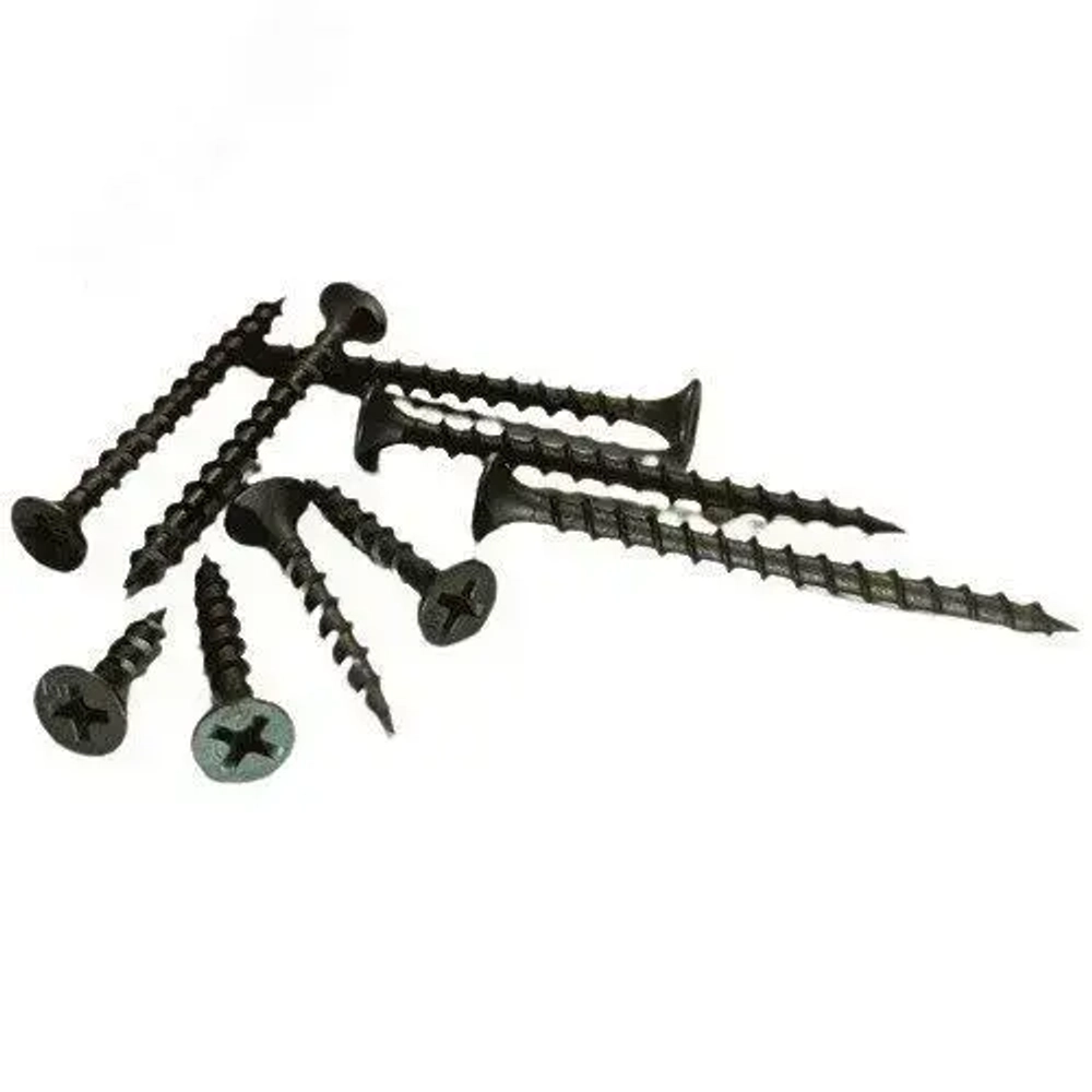 Саморезы черные 3,5х55 мм шурупы по дереву, гипсокартону 100шт