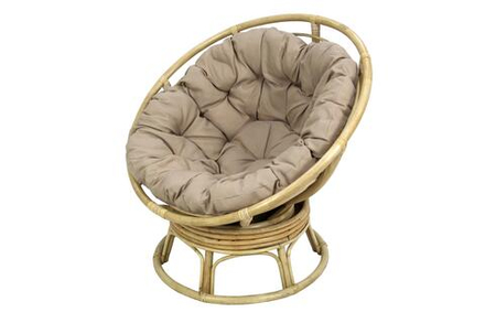 Кресло-качалка вращающееся Garden Story Папасан Roker D110 (каркас медовый 2 части, подушка беж)