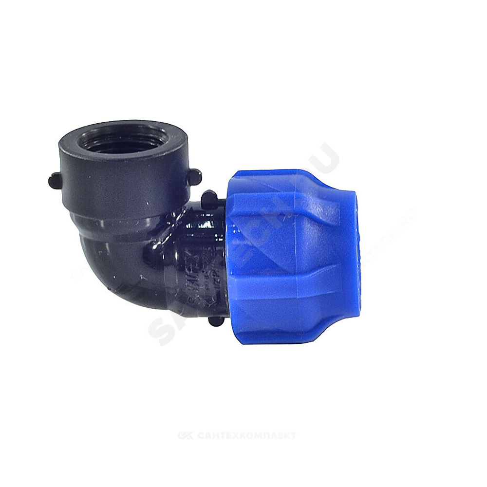 Отвод компрессионный ПЭ Дн 20х1/2"х90гр ВР Ру16 VALFEX 1210012320012