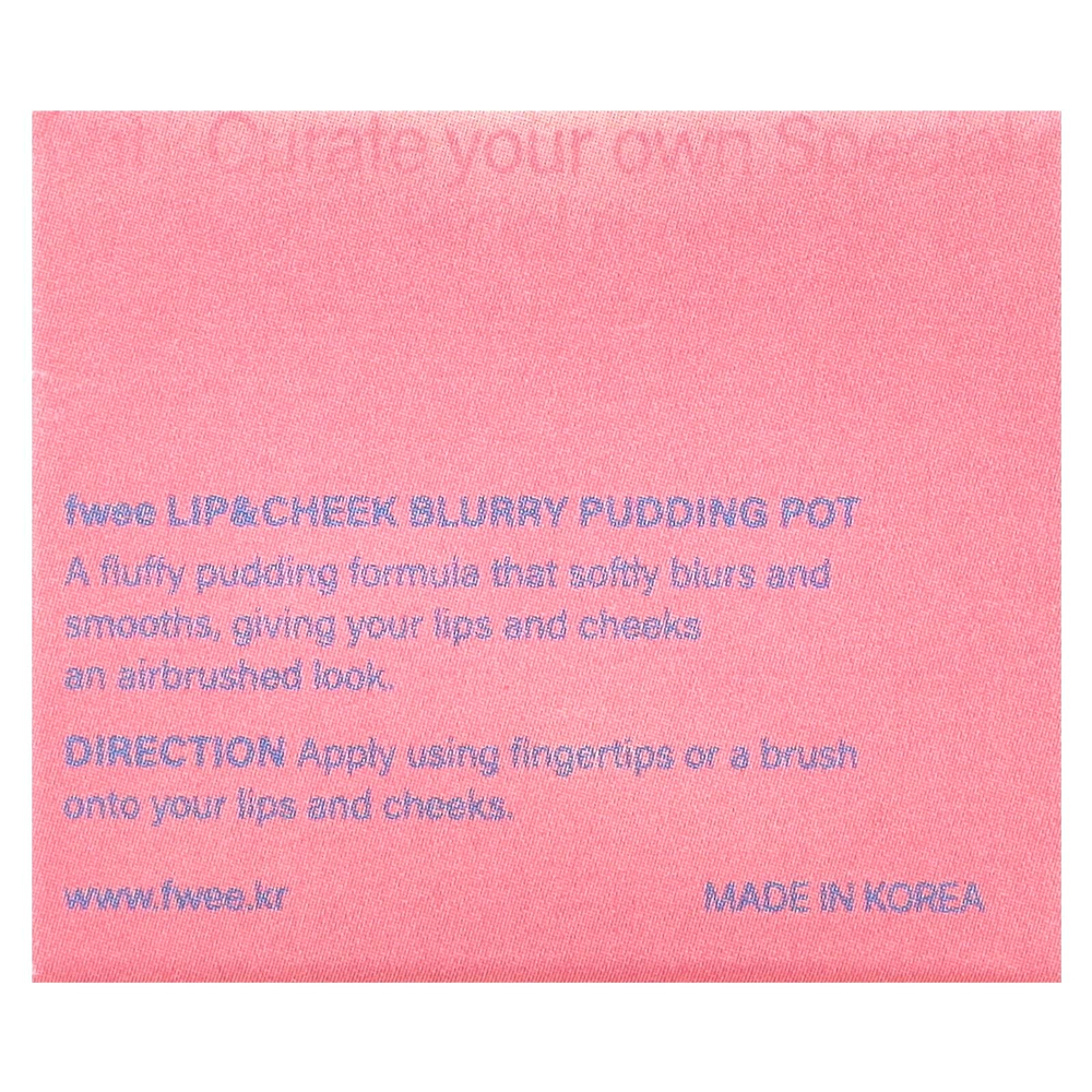 fwee, Lip & Cheek Blurry Pudding Pot, CR01 Dear, 5 г (0,17 унции)