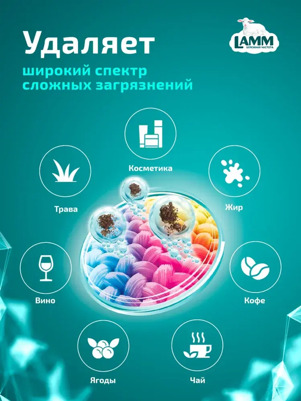Пятновыводитель порошкообразный для белья Lamm 500мл
