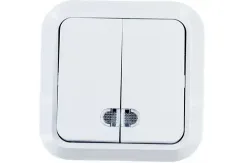 Выключатель Makel Siva Ustu 2-клавишный с индикатором накладной белый 03679