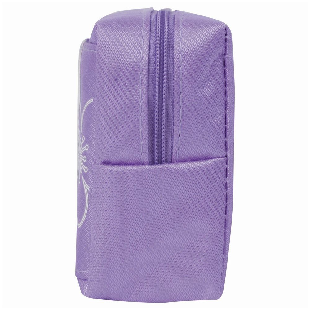 Пенал-косметичка ЮНЛАНДИЯ с ручкой, 2 отделения, мягкий, "Девочка", фиолетовый, 20х5х9 см, 228986