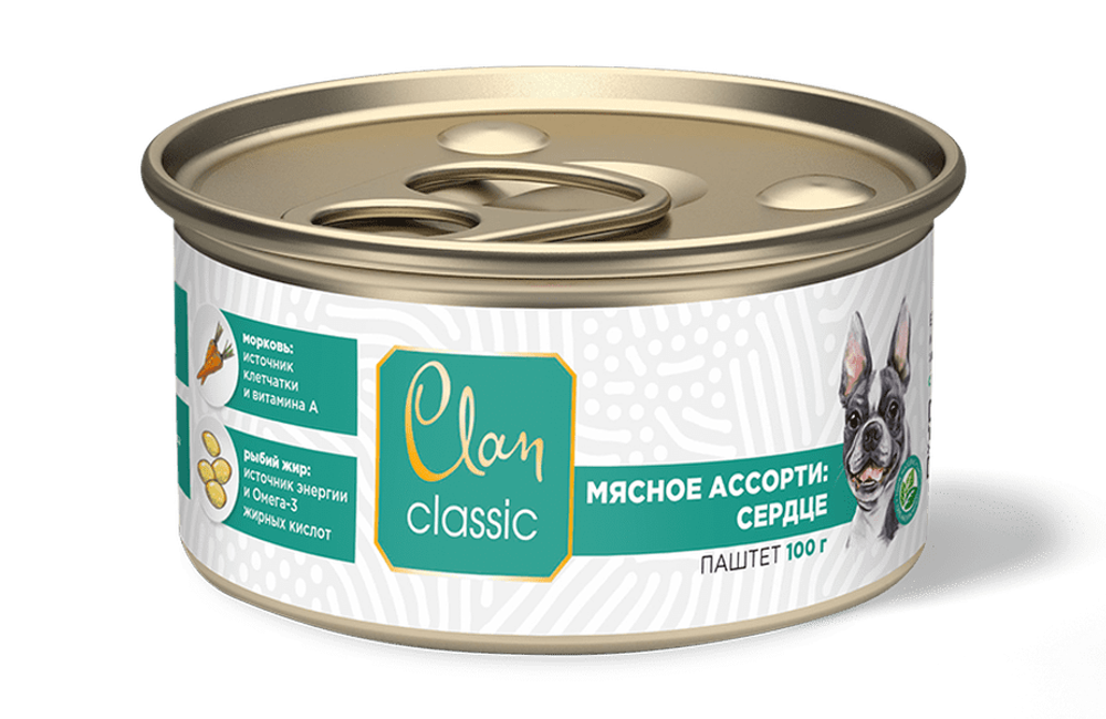 Clan Classic (сердце) - консервы для собак (мясное ассорти)