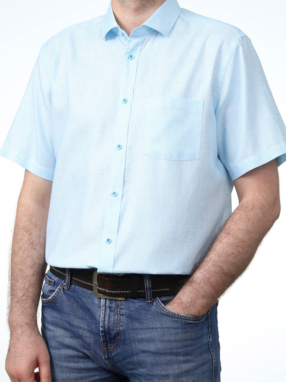 Сорочка мужская VESTER короткий рукав, хлопок, пэ, лён 73315 27