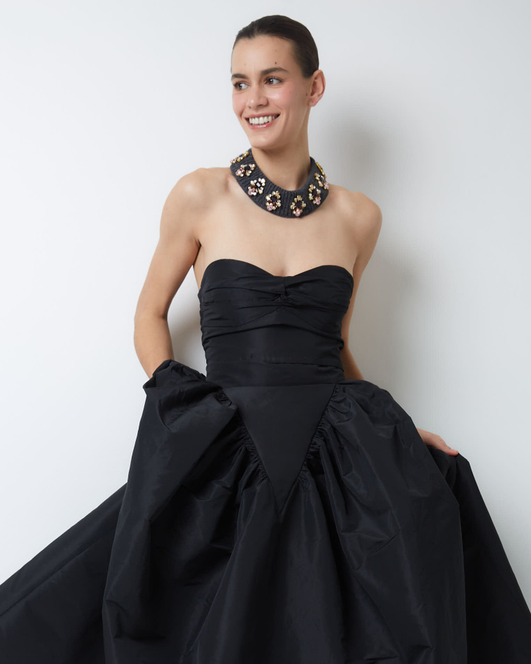 Топ-корсет из тафты черный