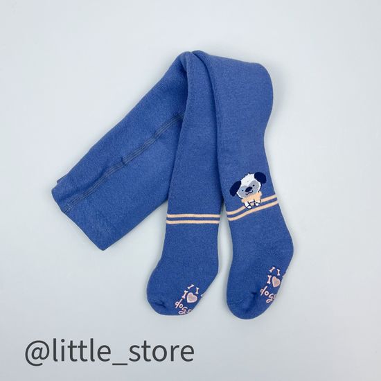 Колготки махровые Щенята, со стоперами, Синие