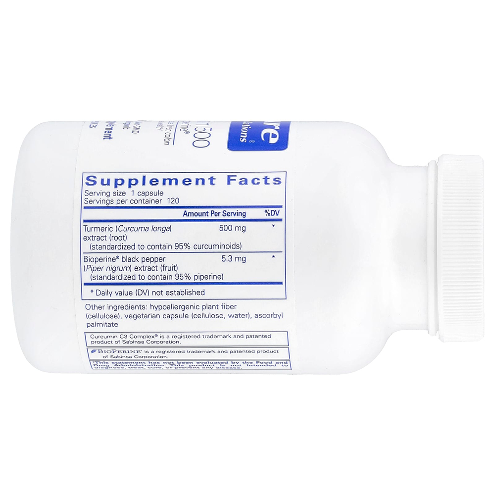 Pure Encapsulations, Куркумин 500 с Bioperine®, 120 капсул