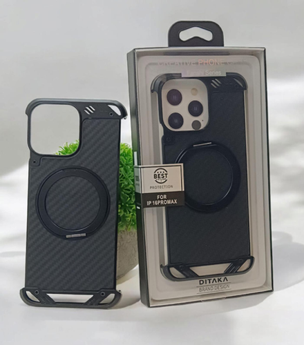 Чехол для iPhone 16 Pro Max DITAKA 360, поворотная подставка алюминиевая