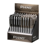 Ручка шариковая, масляная, Piano, синие чернила, цветной корпус - серебро, графит, 50 шт