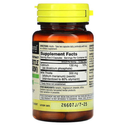 Растительные экстракты и настойки Mason Natural, Расторопша (силимарин), стандартизированный экстракт, 60 капсул