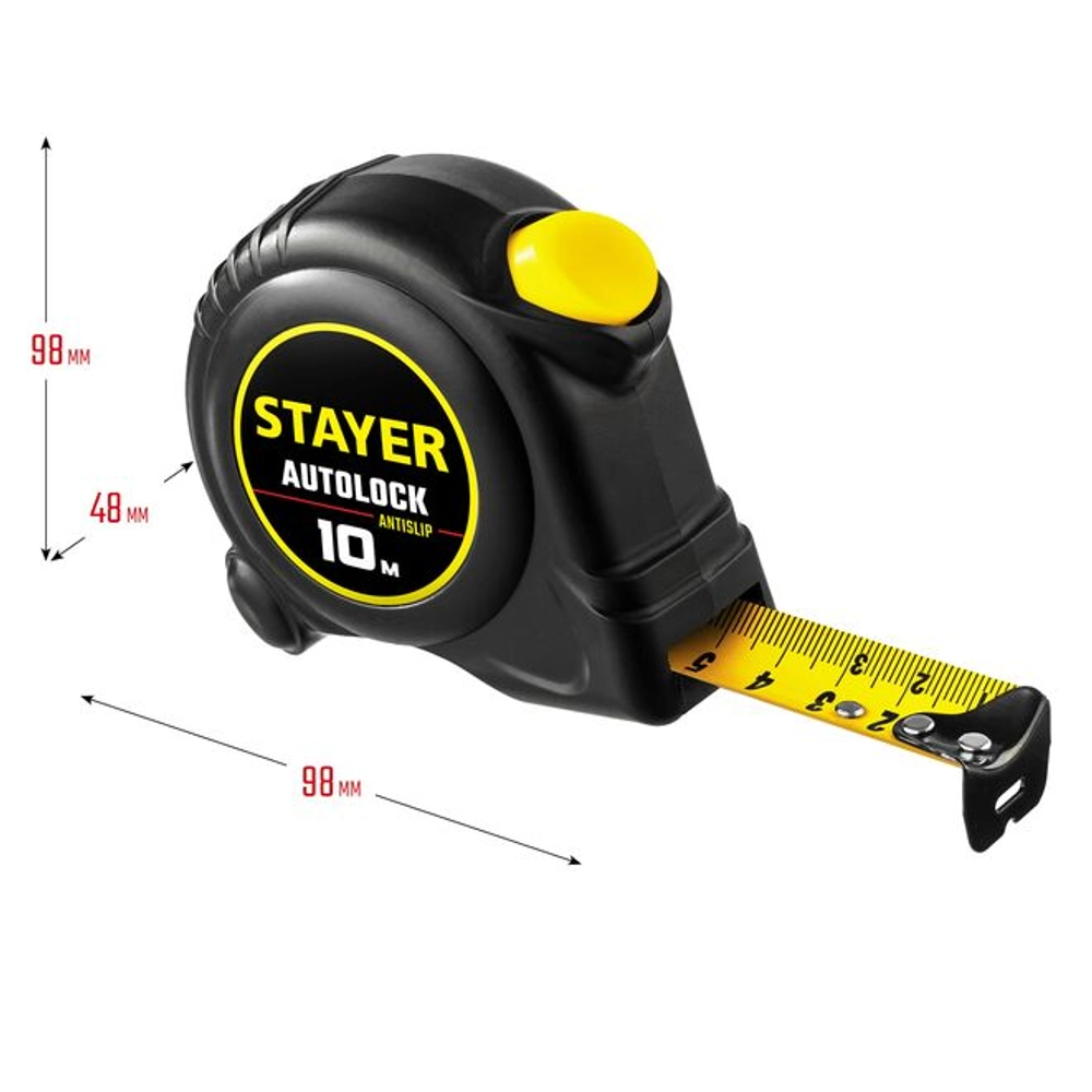 STAYER 10 м х 25 мм, с автостопом рулетка 2-34126-10-25