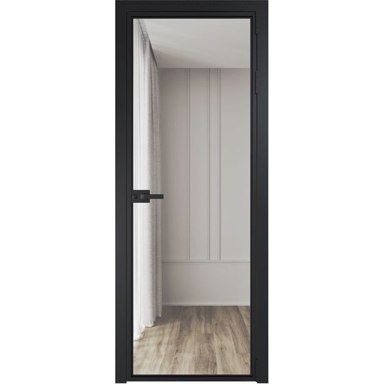 Алюминиевая дверь 1AX чёрная матовая RAL9005 стекло прозрачное