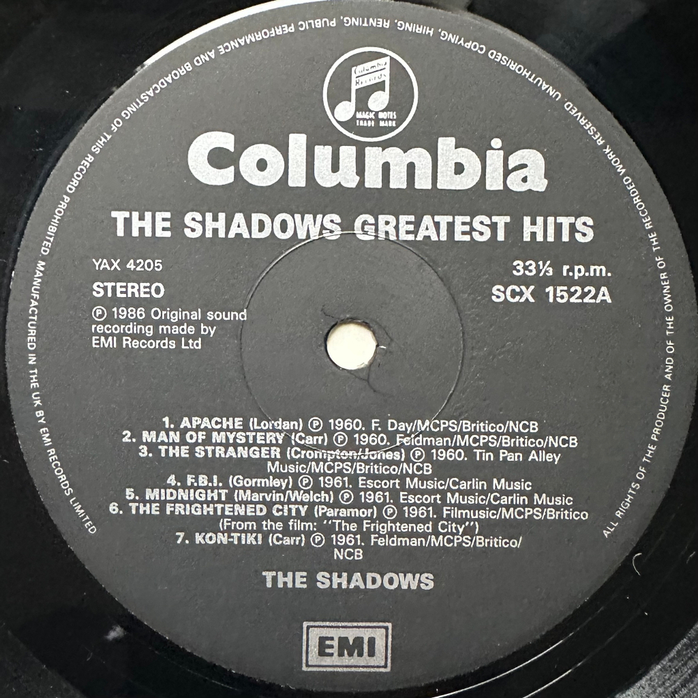 The Shadows - The Shadows' Greatest Hits (Англия 1986г.)
