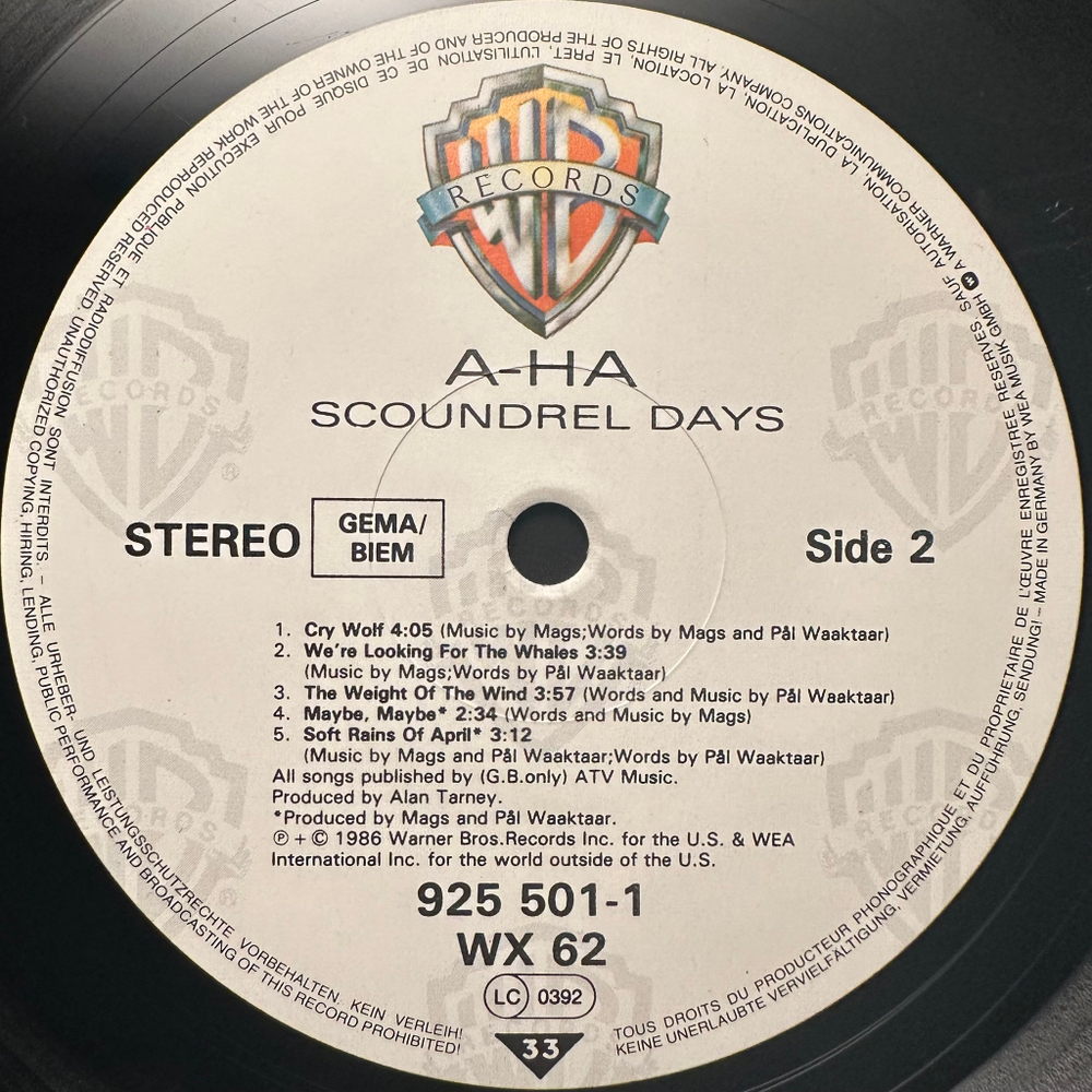 a-ha - Scoundrel Days (Германия 1986г.)