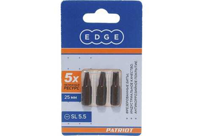 Бита EDGE by PATRIOT SL 5.5.мм, сталь S2, длина 25 мм, 3шт в блистере