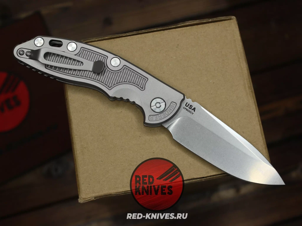 Нож HINDERER XM-18 AUTO SPEARPOINT TITANIUM - серая рукоять RK-471