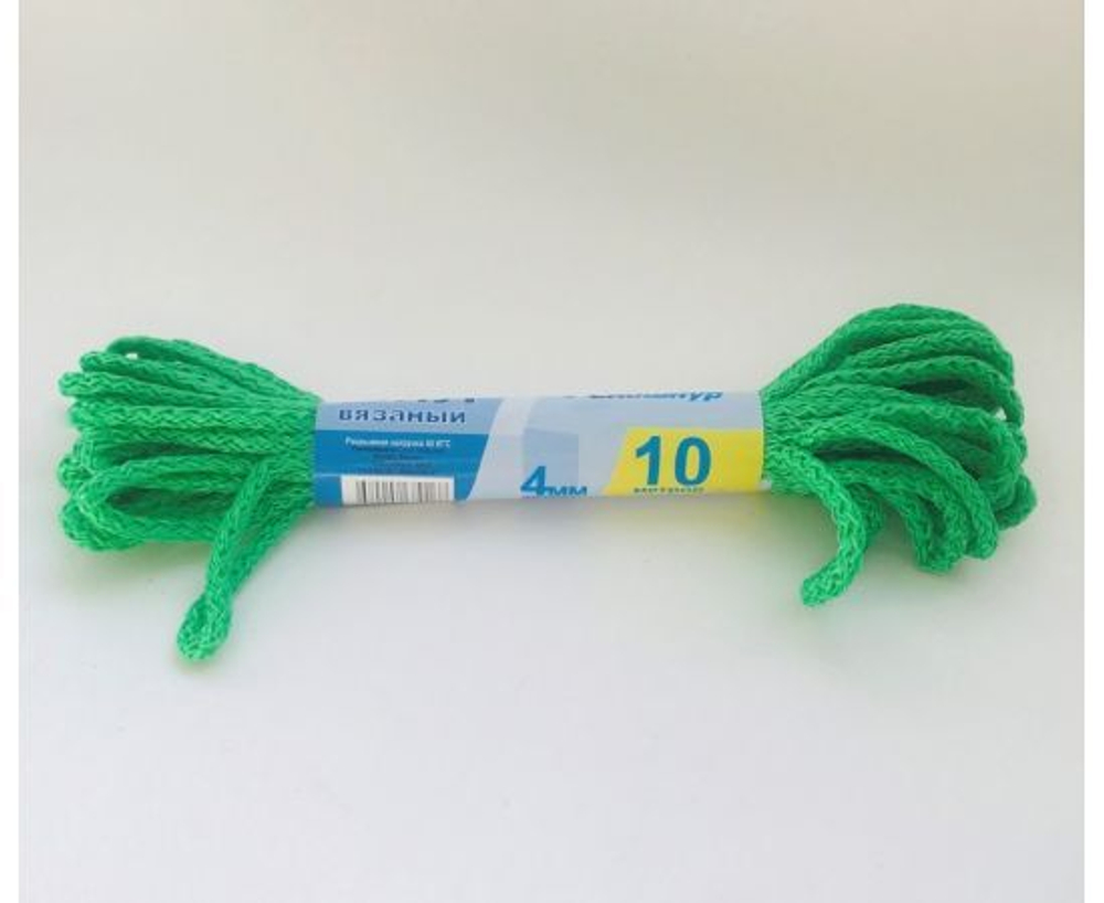 Шнур (веревка) полипропилен вязаный d 4мм, 10м, без сердечника, цветной, Сибшнур