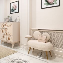 Банкетка Пьяно Золото Букле Белый