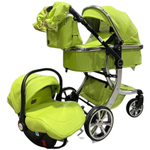 Коляска-трансформер 3в1 Luxmom 608 автолюлька , зеленая экокожа