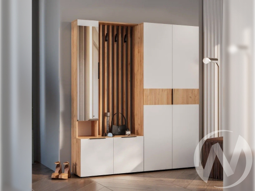 Прихожая "Сандра" (крафт/белый; тортуга (M-27) Комплектация 4