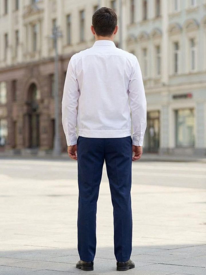 Рубашка форменная белая с длинным рукавом на резинке (А)