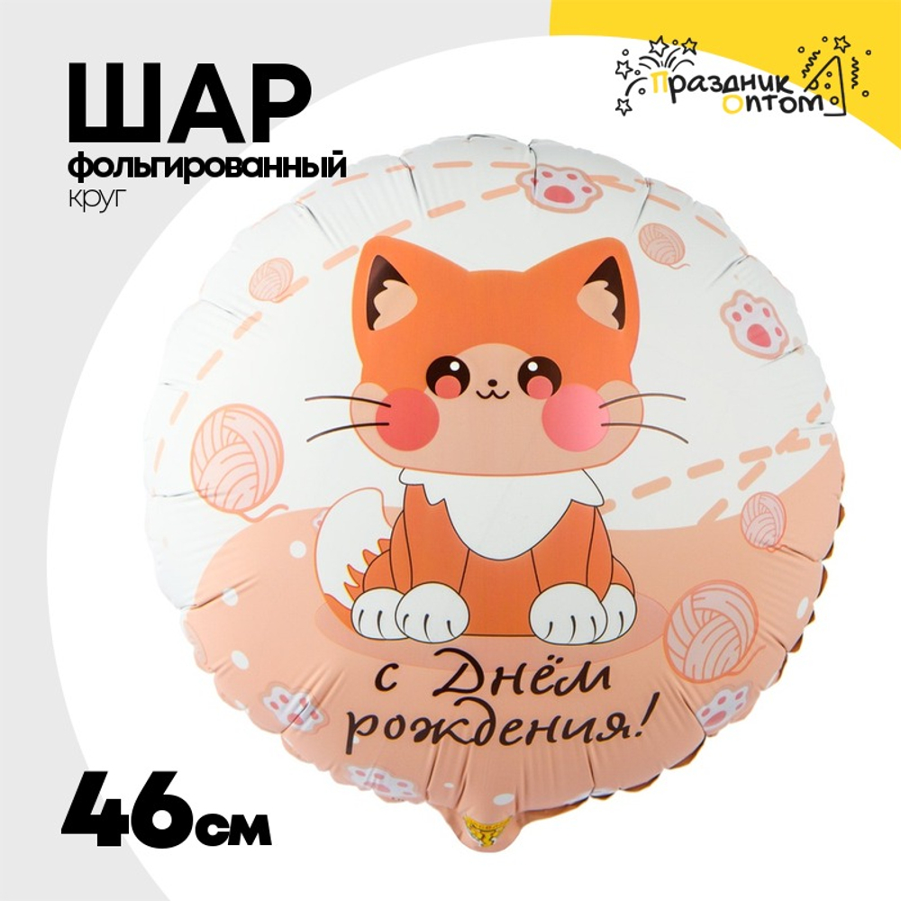 Шар Фольгированный Котик усатый (Ассорти)