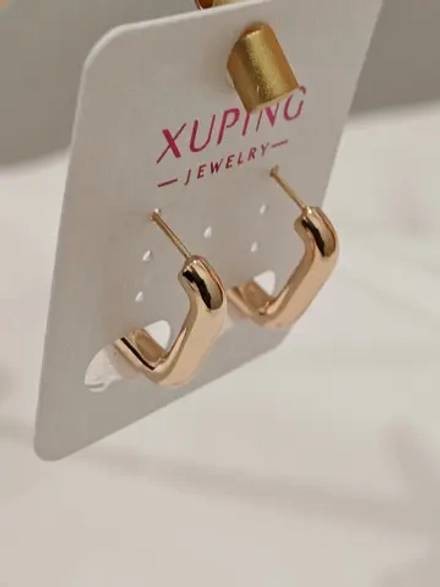 Серьги Xuping «Квадратные конго» Gold 18K