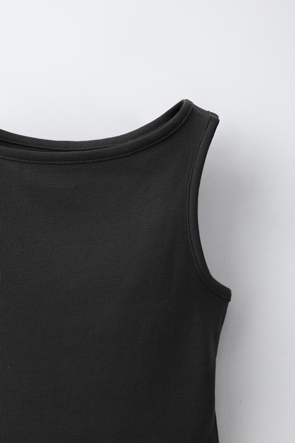 ZARA ОДНОТОННЫЙ ТОП ИЗ МОДАЛА, АНТРАЦИТОВО-СЕРЫЙ