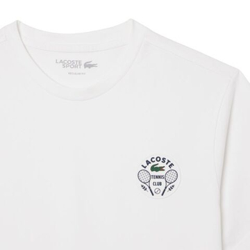 Мужская теннисная футболка Lacoste Ultra Dry Tennis Heritage Badge - white