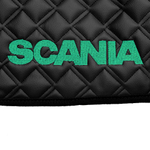 Ковры SCANIA 5 серии Р (автомат) (экокожа, черный, черный кант, зеленая вышивка)