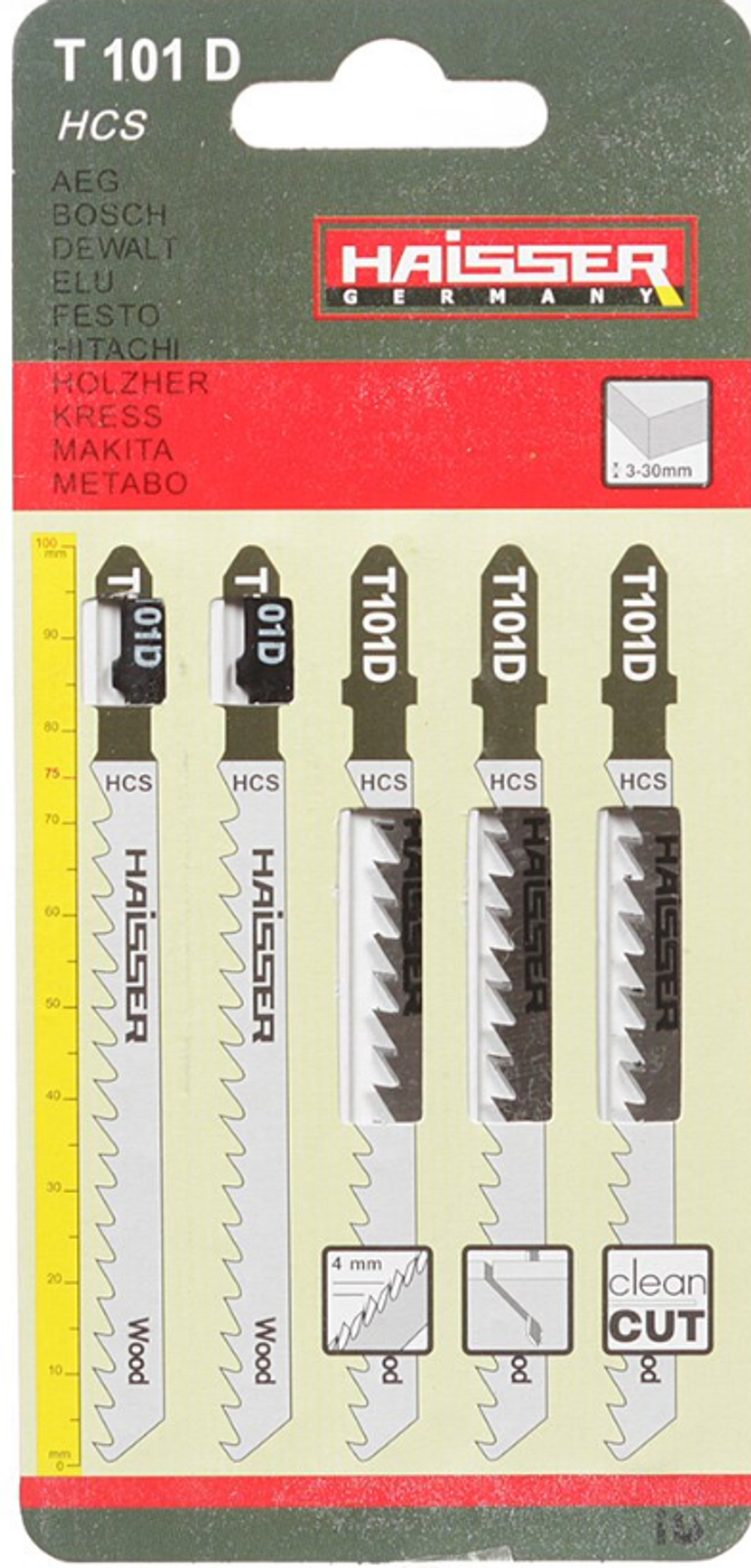Набор пилок для электролобзика по дереву, HAISSER, T101 D, (1/5шт)